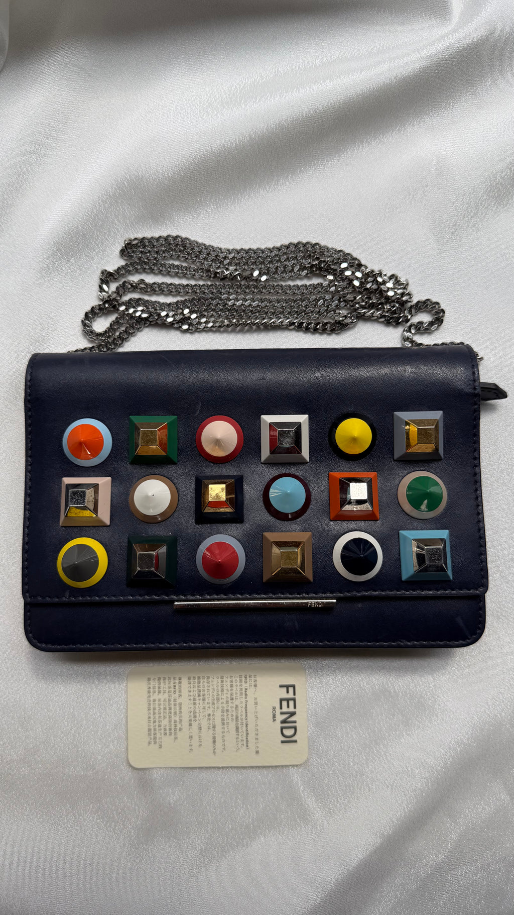 Fendi Blue Leather Wallet on Chain