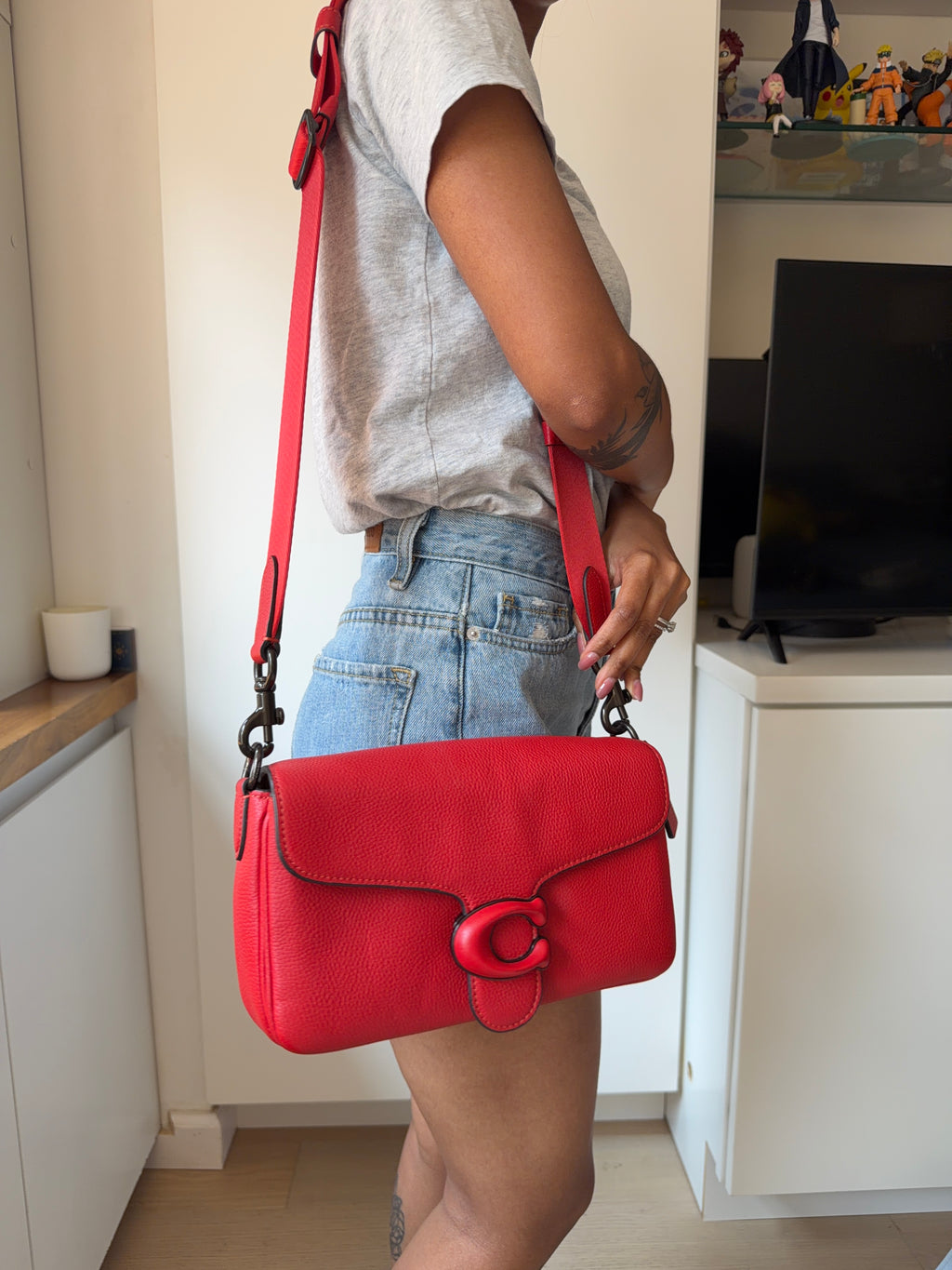 Authentic Coach Tabby Multi-Wear Leather Bag – Red ( Belt, 2 Straps & Dust Bag)