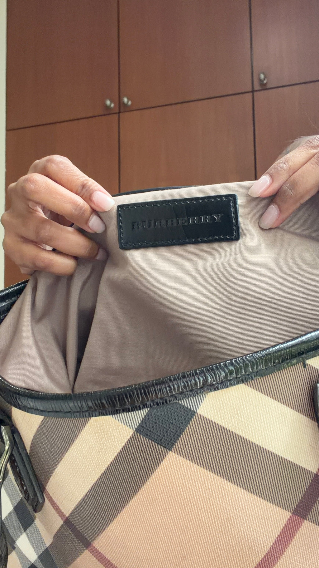 Burberry Nova Check Haymarket Check Tote Bag  Brown/Black