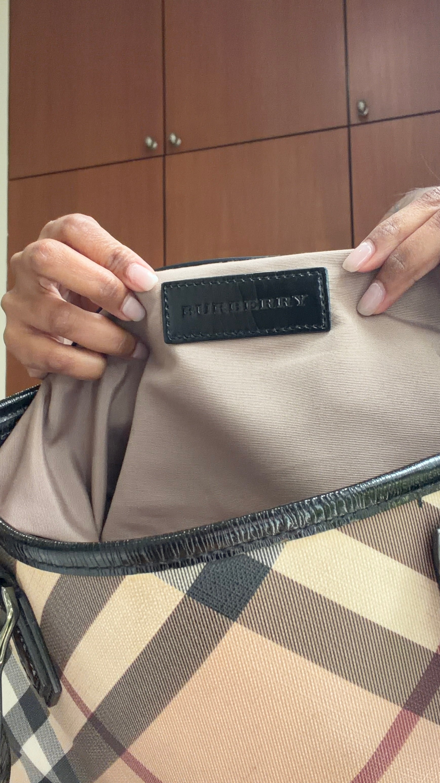 Burberry Nova Check Haymarket Check Tote Bag  Brown/Black