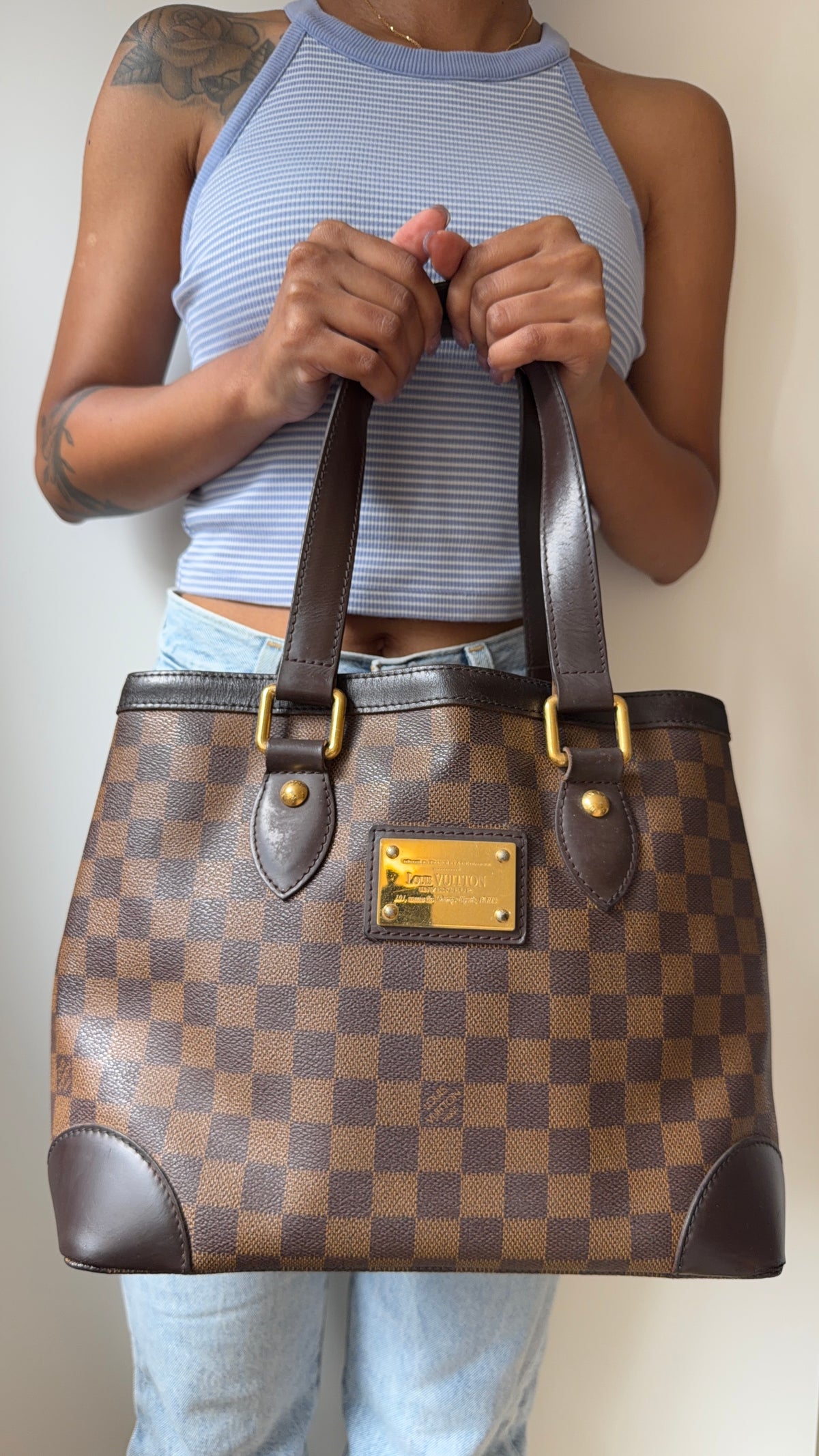 Louis Vuitton Hampstead PM N51205 Damier Ebene Tote Bag