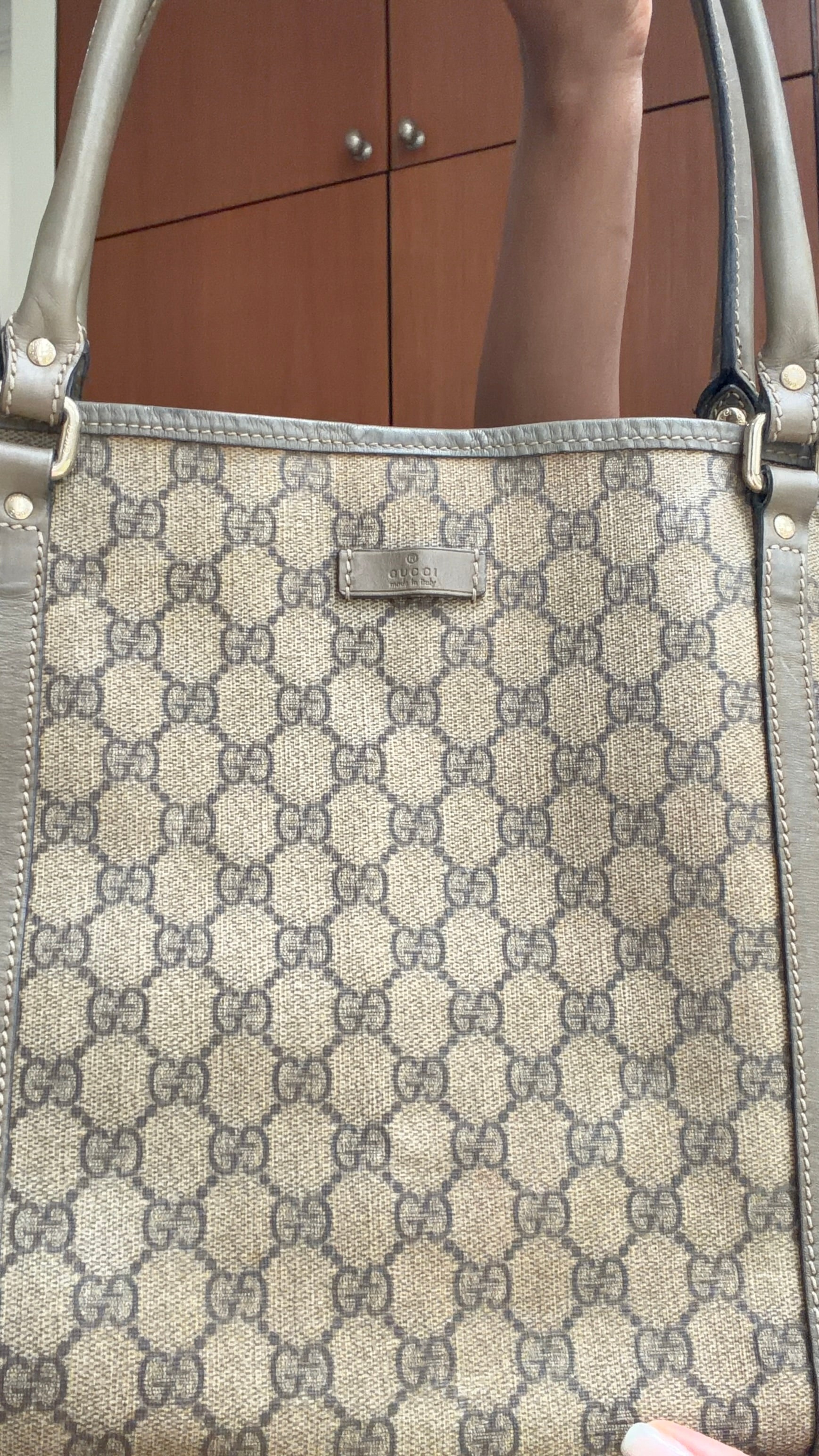 Authentic Gucci GG Monogram Tote Bag – Beige