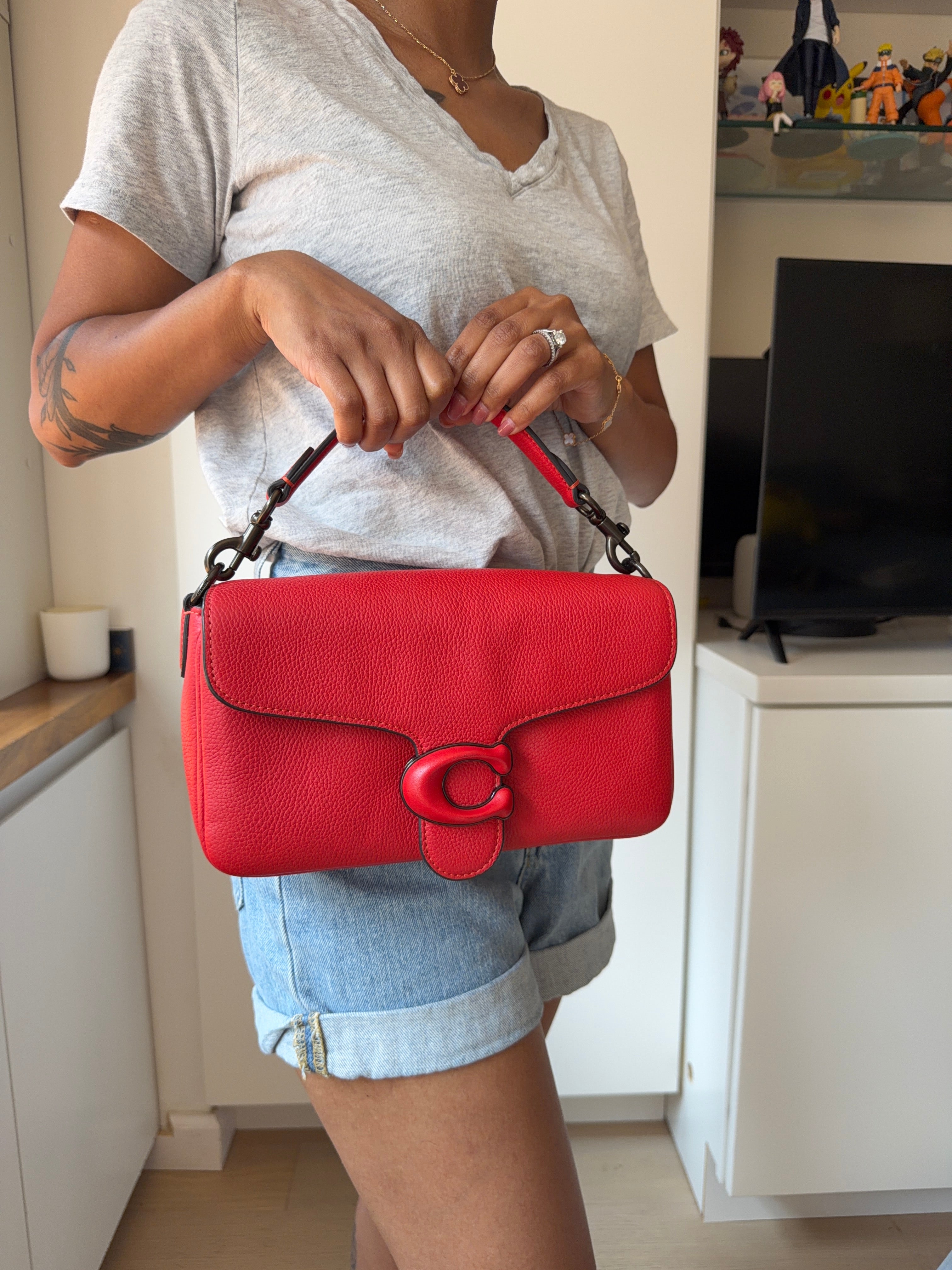 Authentic Coach Tabby Multi-Wear Leather Bag – Red ( Belt, 2 Straps & Dust Bag)