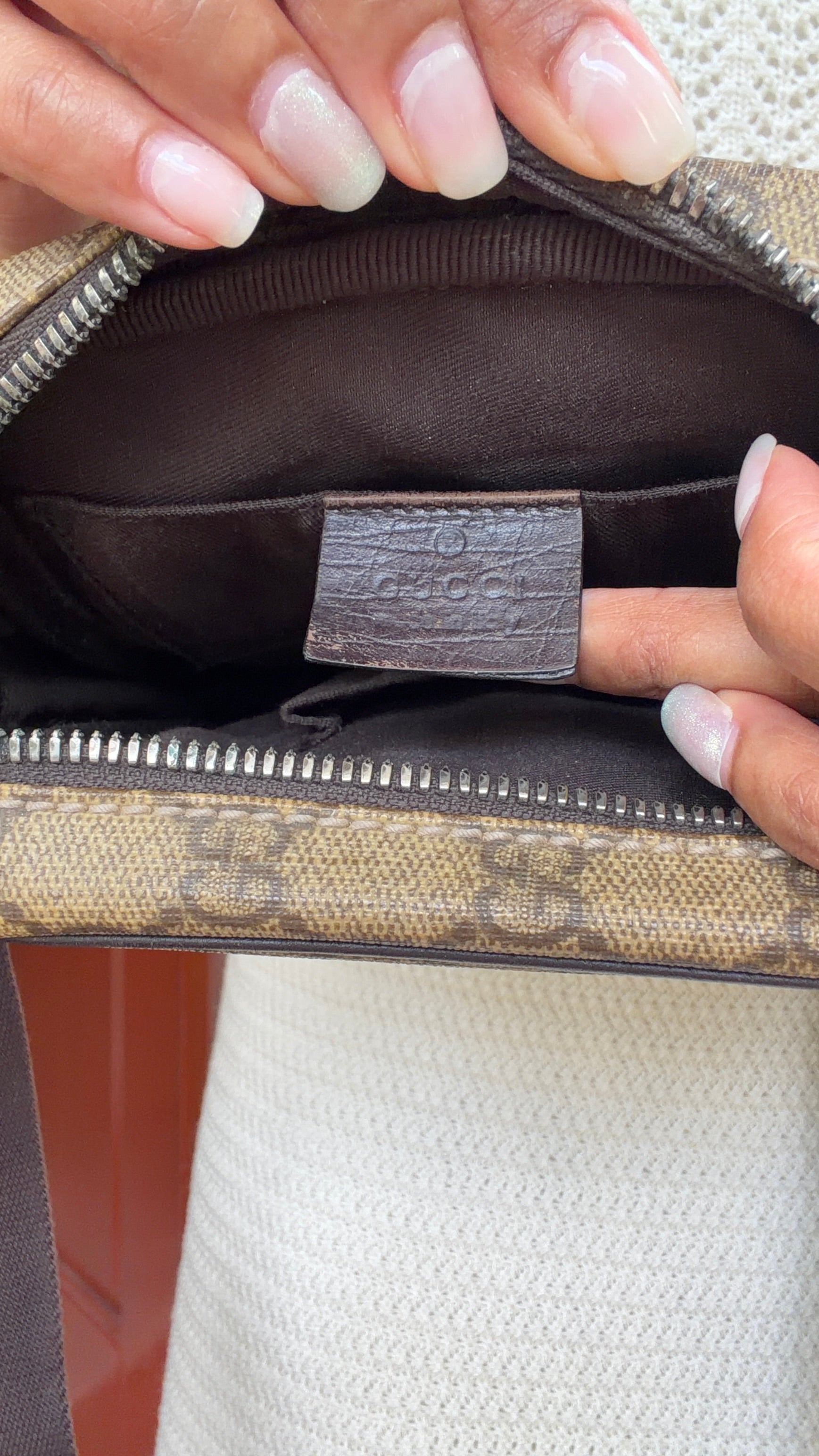 Vintage Gucci GG Monogram Brown Canvas Sling Crossbody Bag