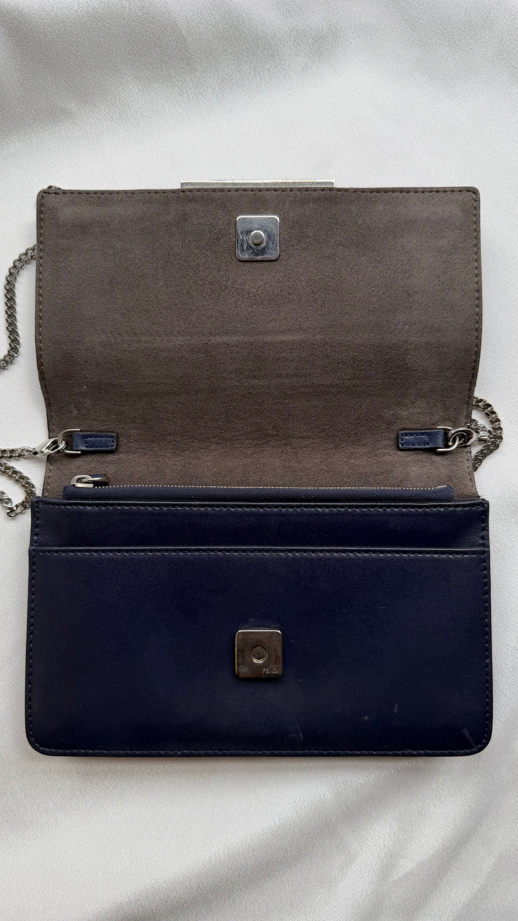 Fendi Blue Leather Wallet on Chain