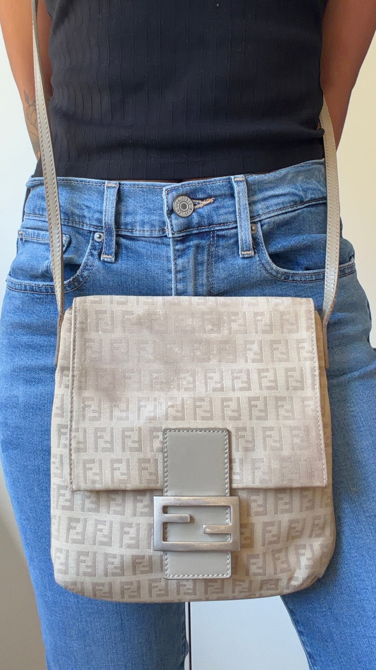 Fendi Zuccchino 8BT075 Sling Shoulder Crossbody Bag