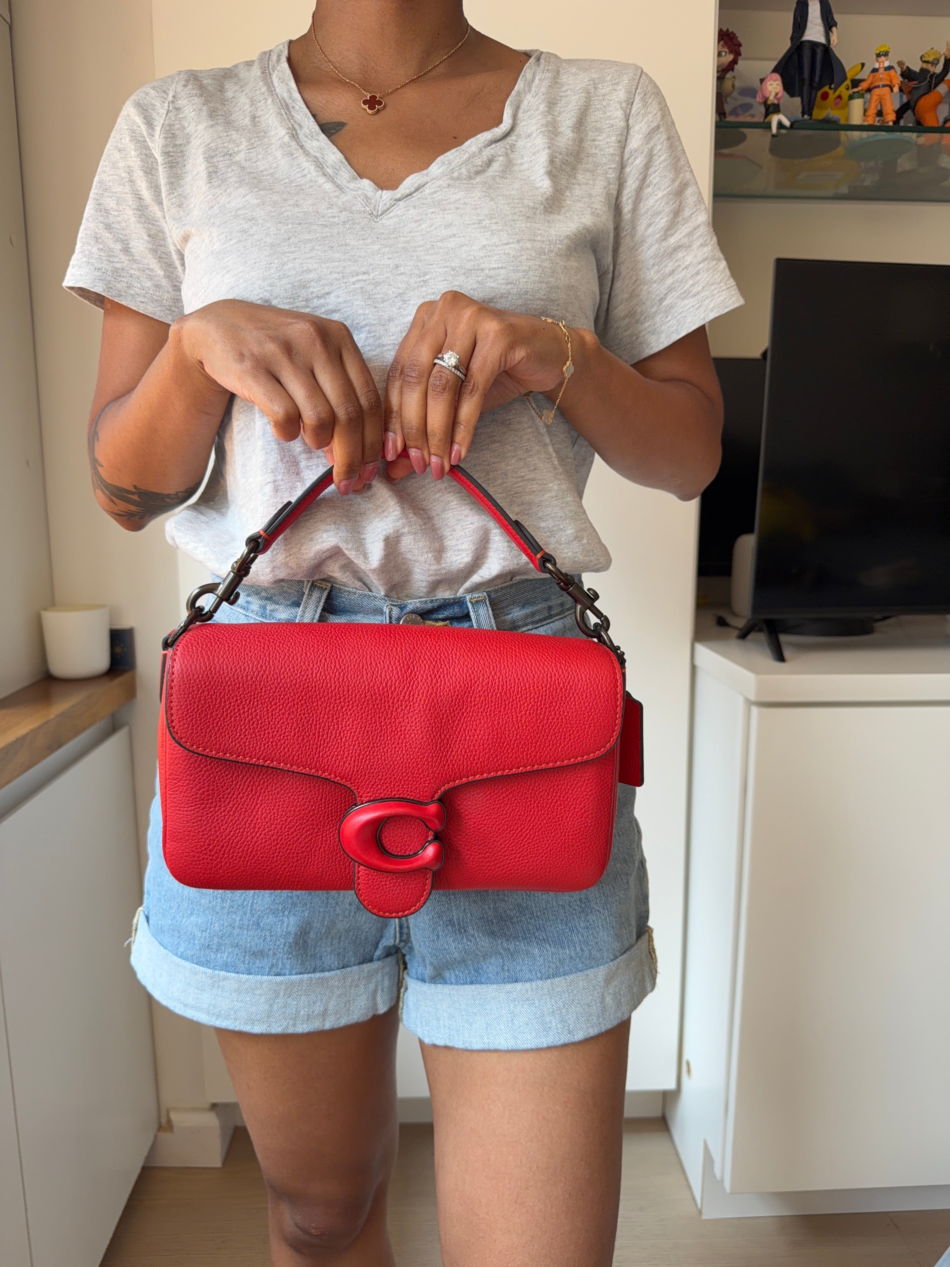 Authentic Coach Tabby Multi-Wear Leather Bag – Red ( Belt, 2 Straps & Dust Bag)