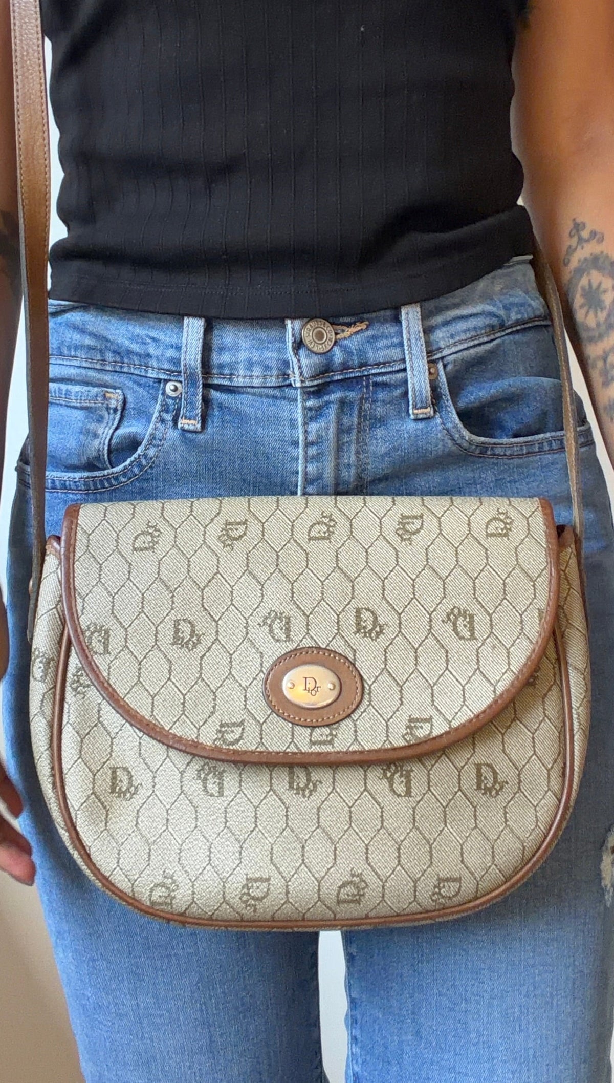Dior Trotter Beige & Brown Canvas Shoulder Bag