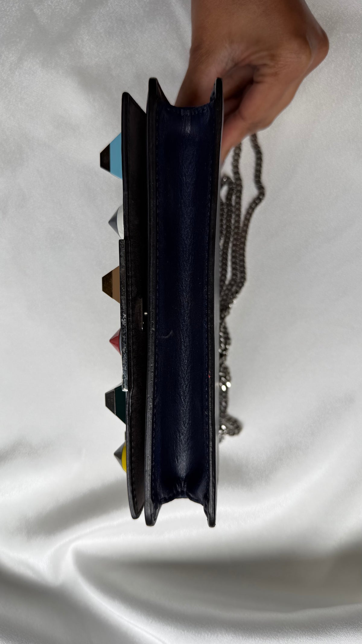 Fendi Blue Leather Wallet on Chain