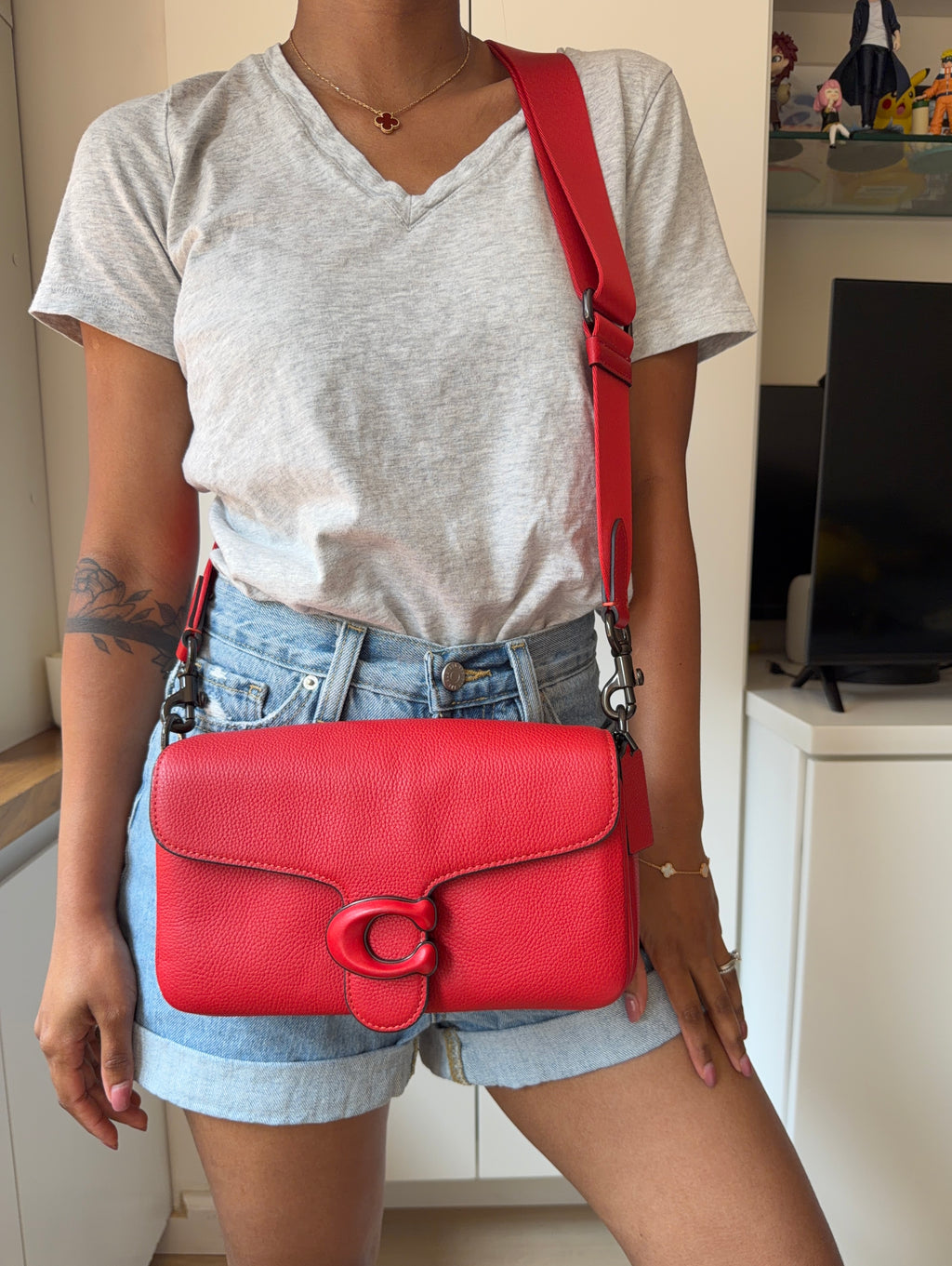 Authentic Coach Tabby Multi-Wear Leather Bag – Red ( Belt, 2 Straps & Dust Bag)