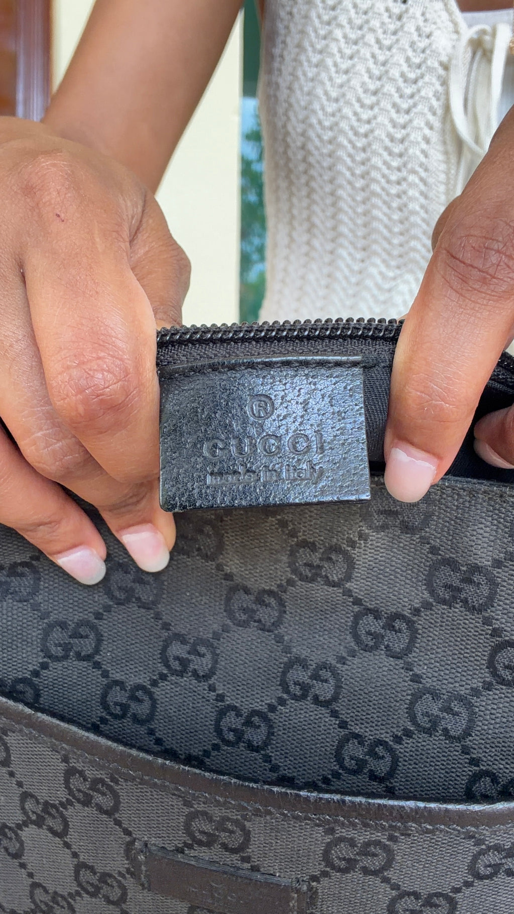 Vintage Gucci GG Monogram Canvas Black Shoulder Bag