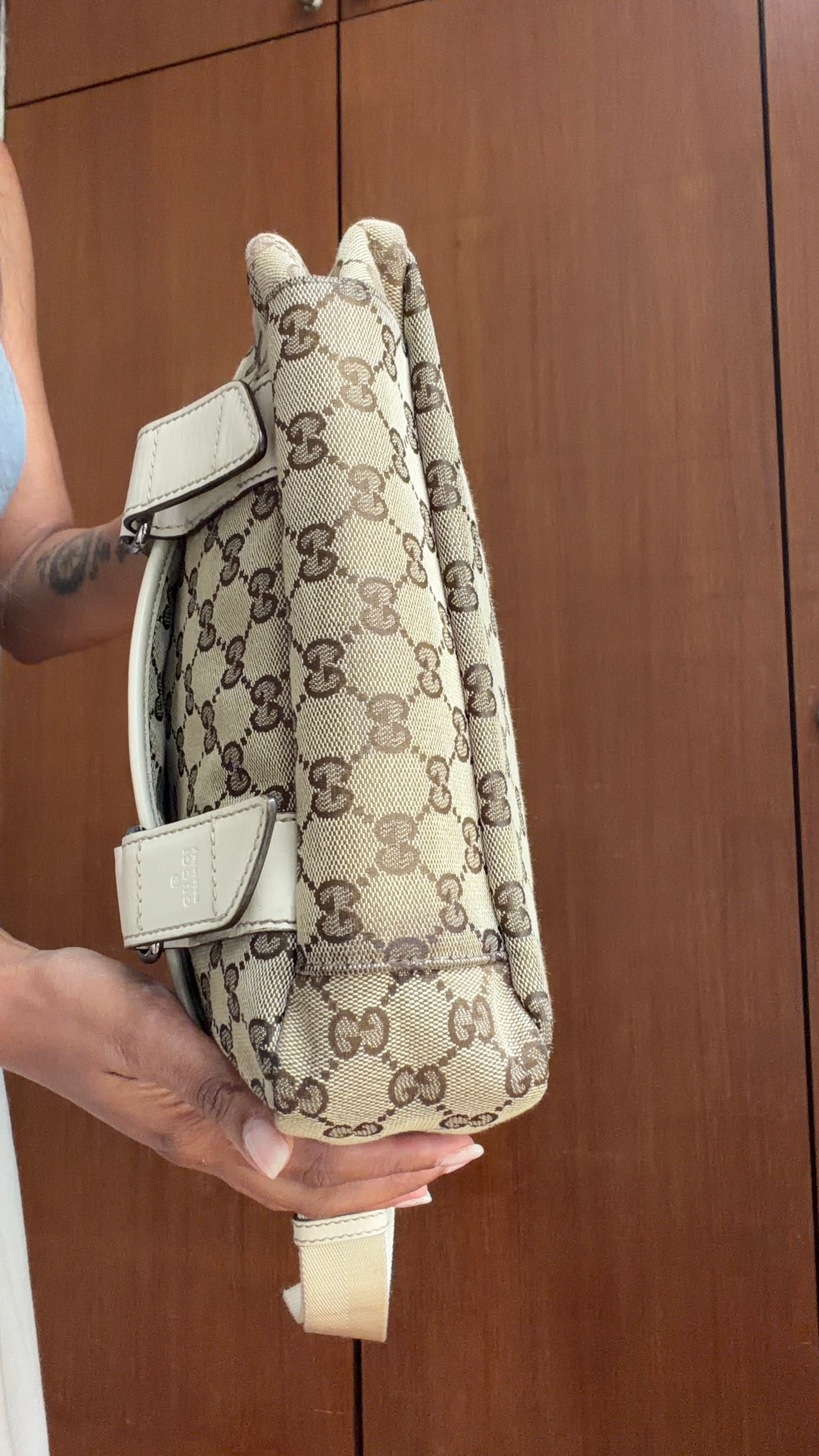 Authentic Vintage Gucci GG Monogram Shoulder Bag – Brown