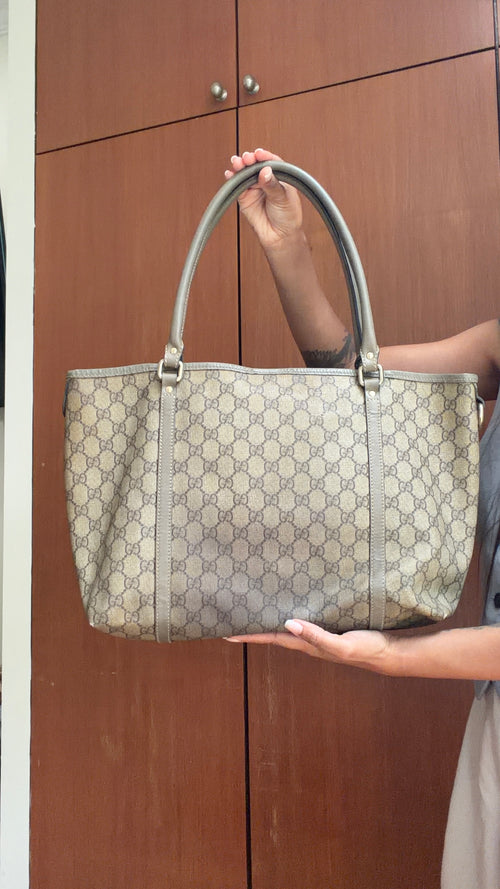 Authentic Gucci GG Monogram Tote Bag – Beige