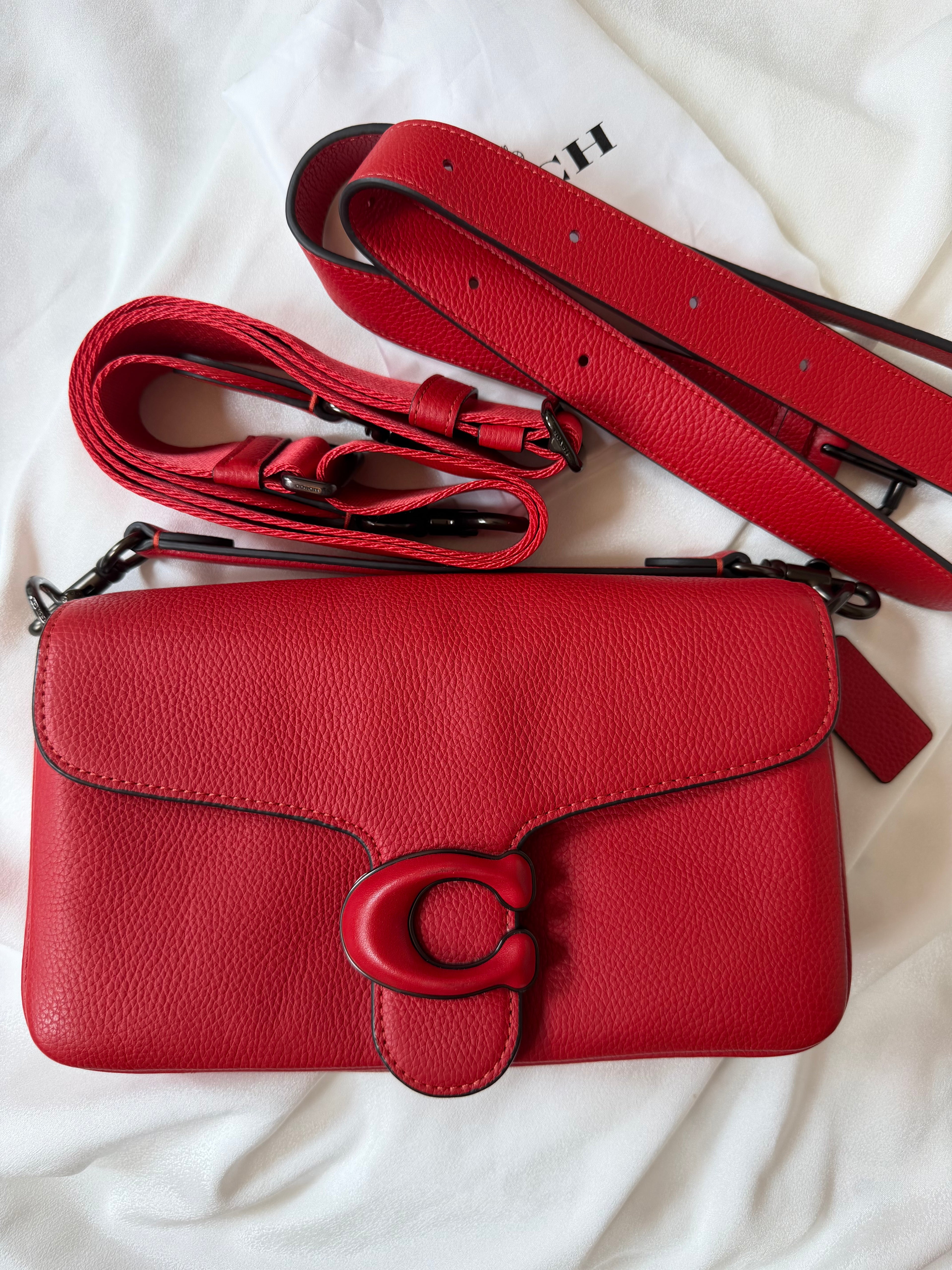 Authentic Coach Tabby Multi-Wear Leather Bag – Red ( Belt, 2 Straps & Dust Bag)