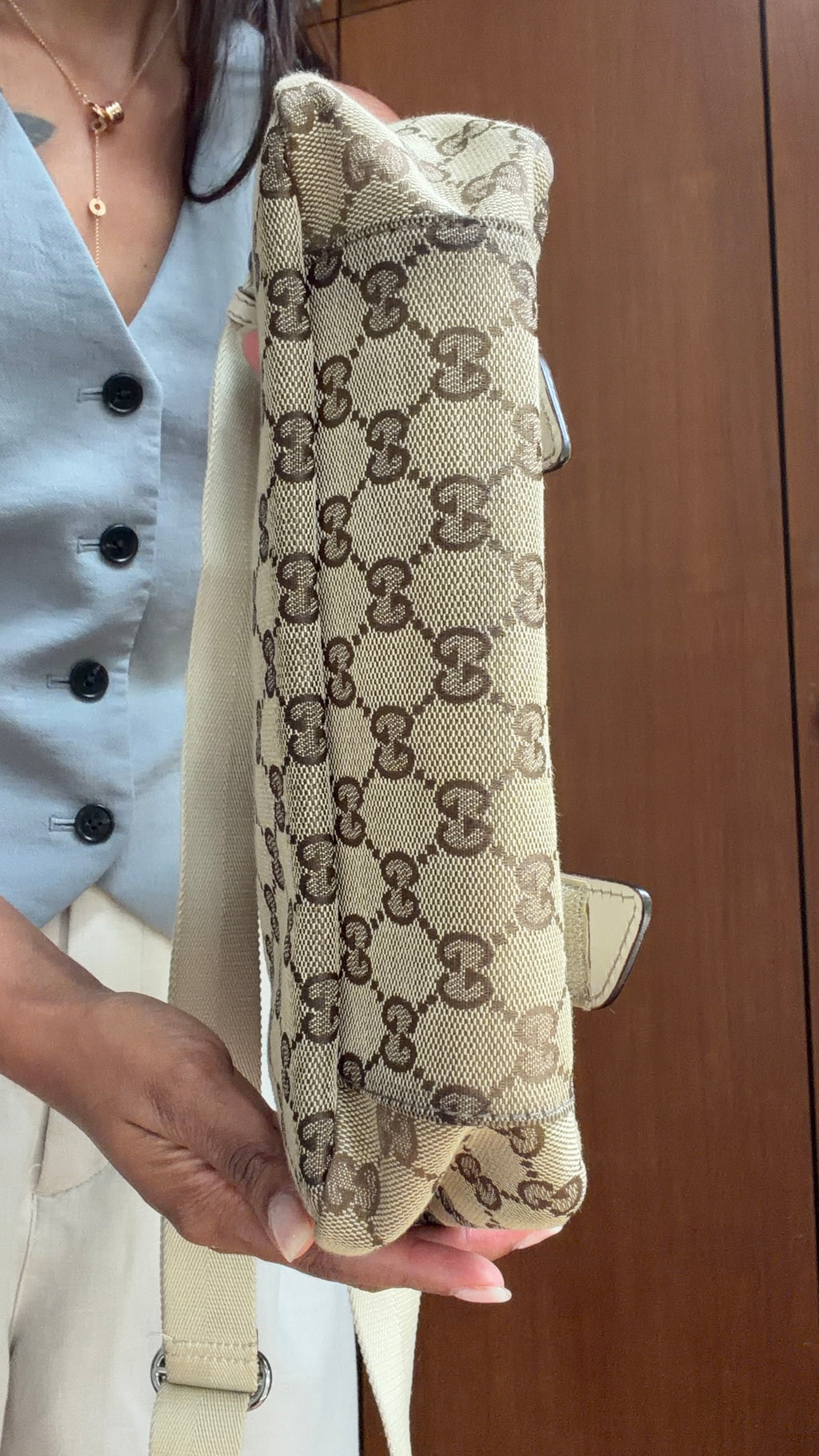 Authentic Vintage Gucci GG Monogram Shoulder Bag – Brown