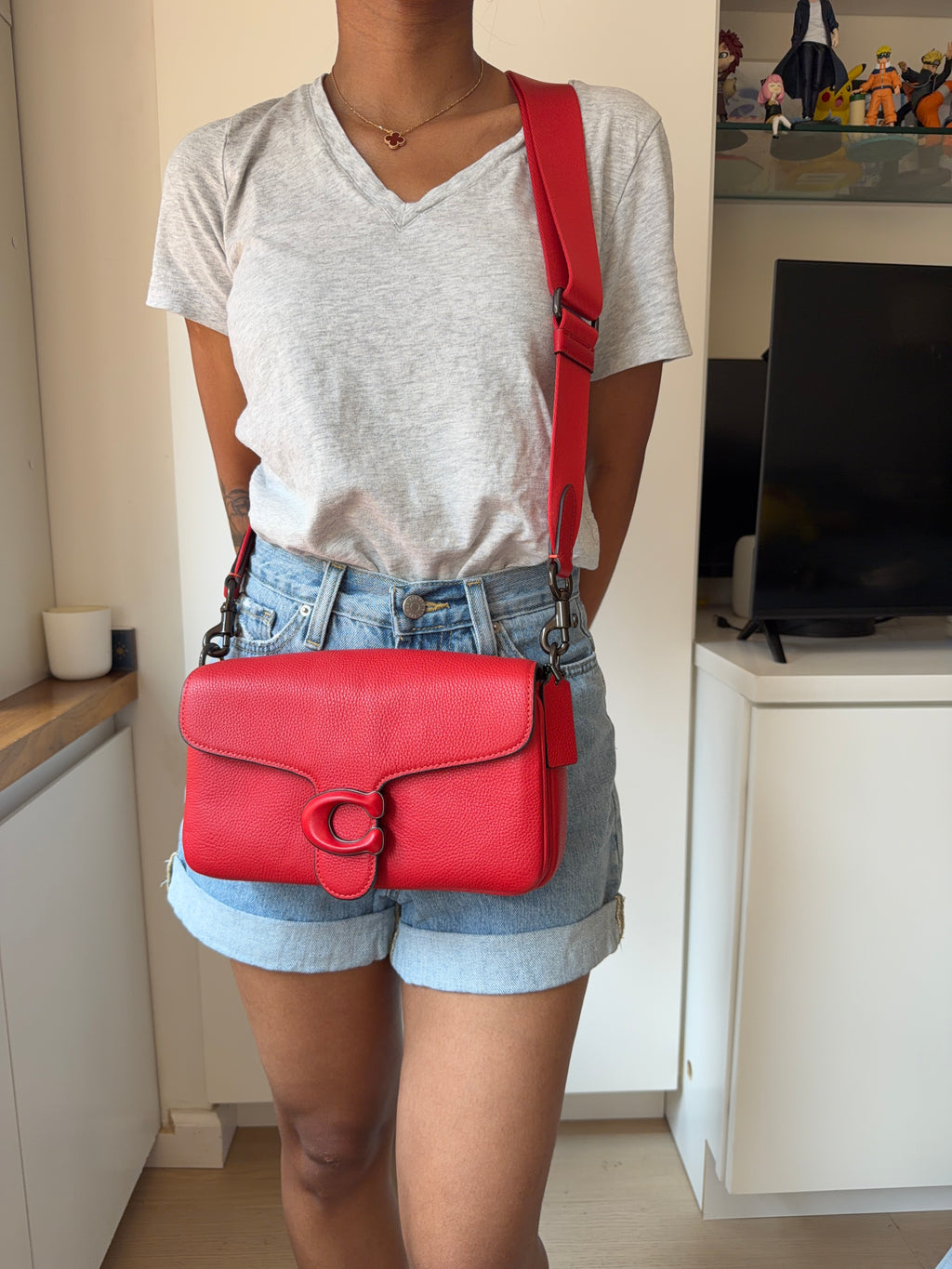Authentic Coach Tabby Multi-Wear Leather Bag – Red ( Belt, 2 Straps & Dust Bag)