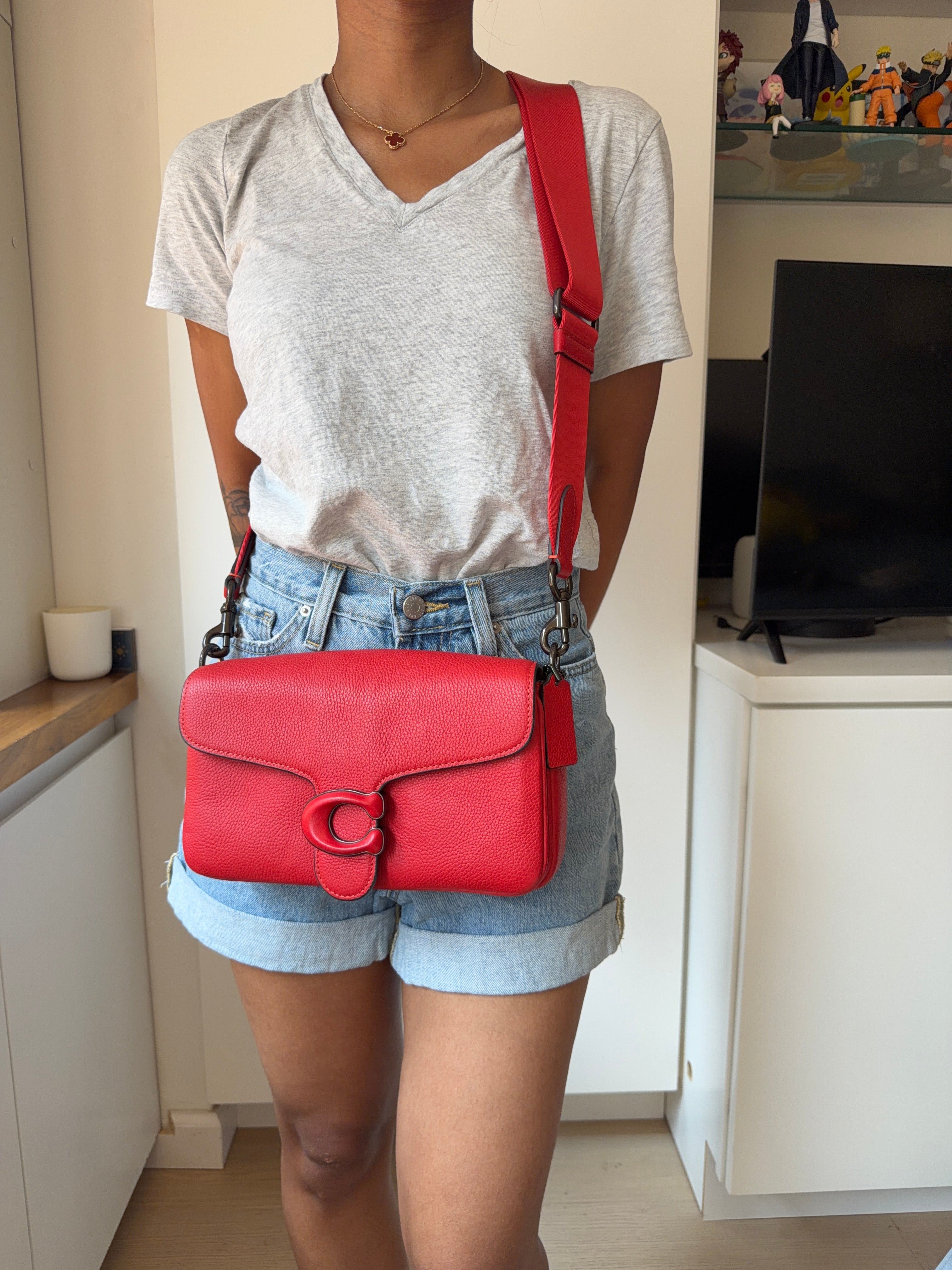 Authentic Coach Tabby Multi-Wear Leather Bag – Red ( Belt, 2 Straps & Dust Bag)