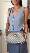 Vintage Gucci GG Supreme Canvas Crossbody Shoulder Bag Brown
