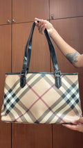 Burberry Nova Check Haymarket Check Tote Bag  Brown/Black
