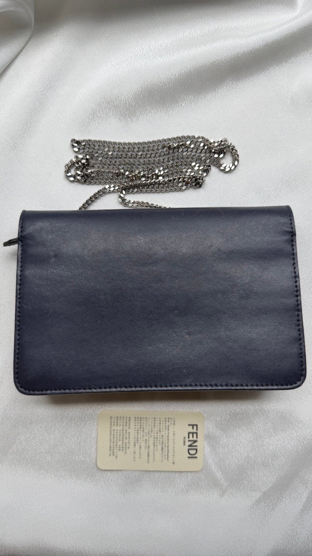 Fendi Blue Leather Wallet on Chain