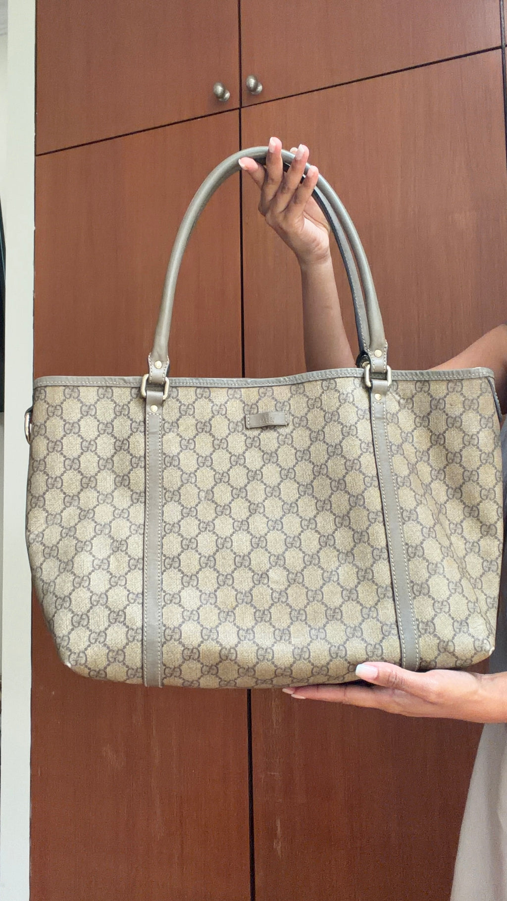 Authentic Gucci GG Monogram Tote Bag – Beige