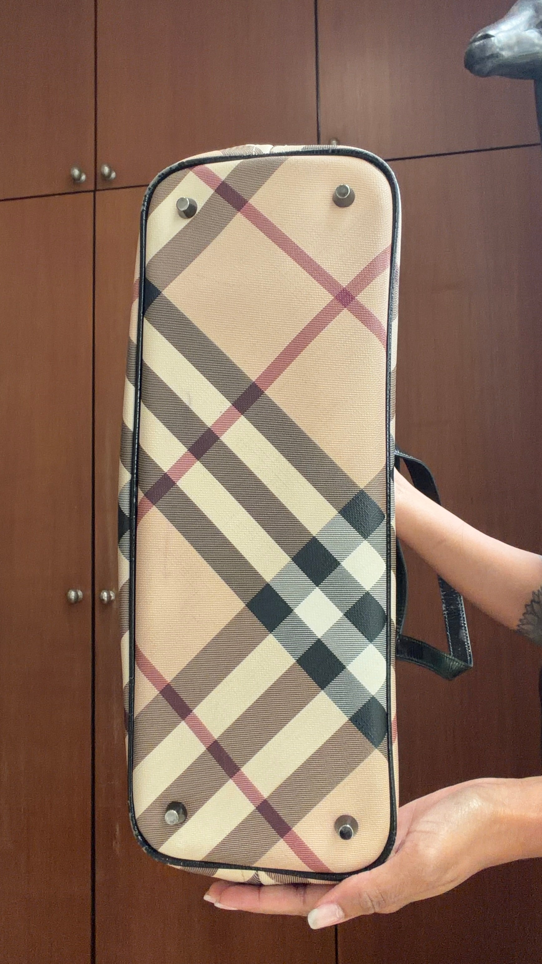 Burberry Nova Check Haymarket Check Tote Bag  Brown/Black