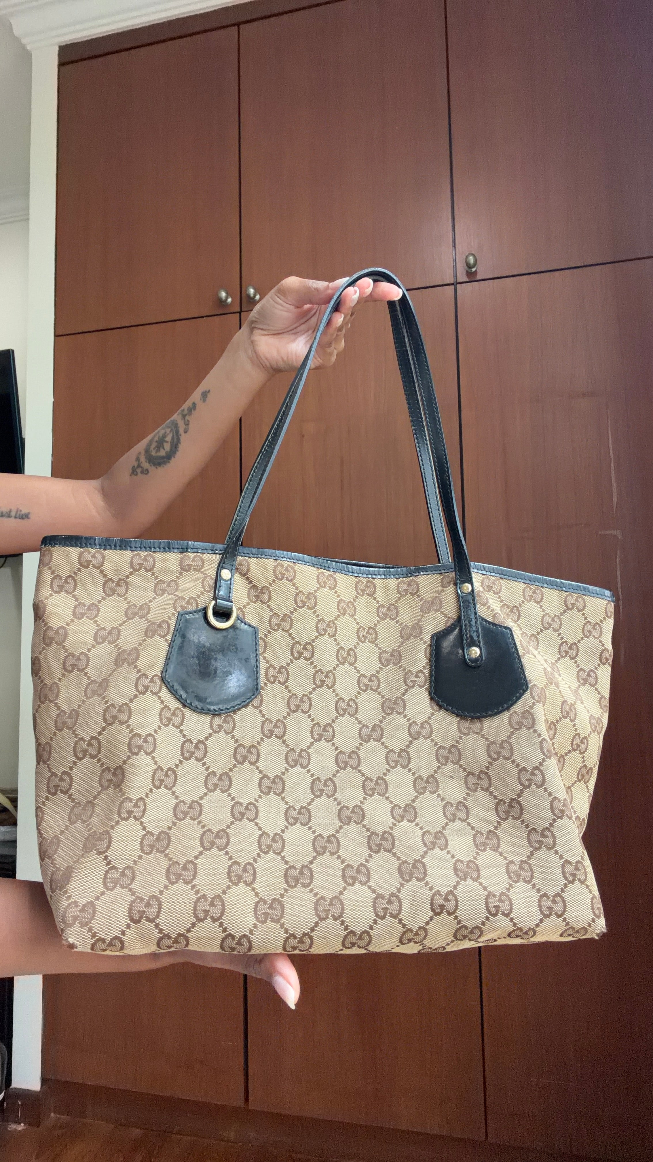 Vintage Gucci GG Canvas Tote Bag – Beige & Brown