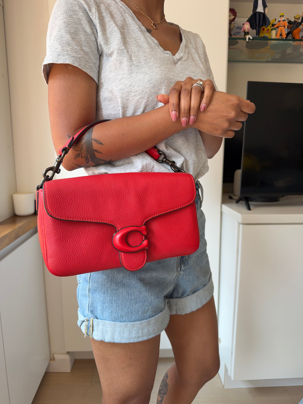 Authentic Coach Tabby Multi-Wear Leather Bag – Red ( Belt, 2 Straps & Dust Bag)