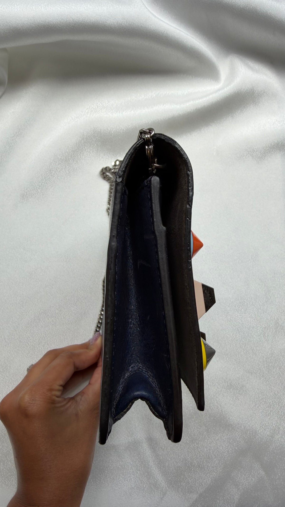 Fendi Blue Leather Wallet on Chain