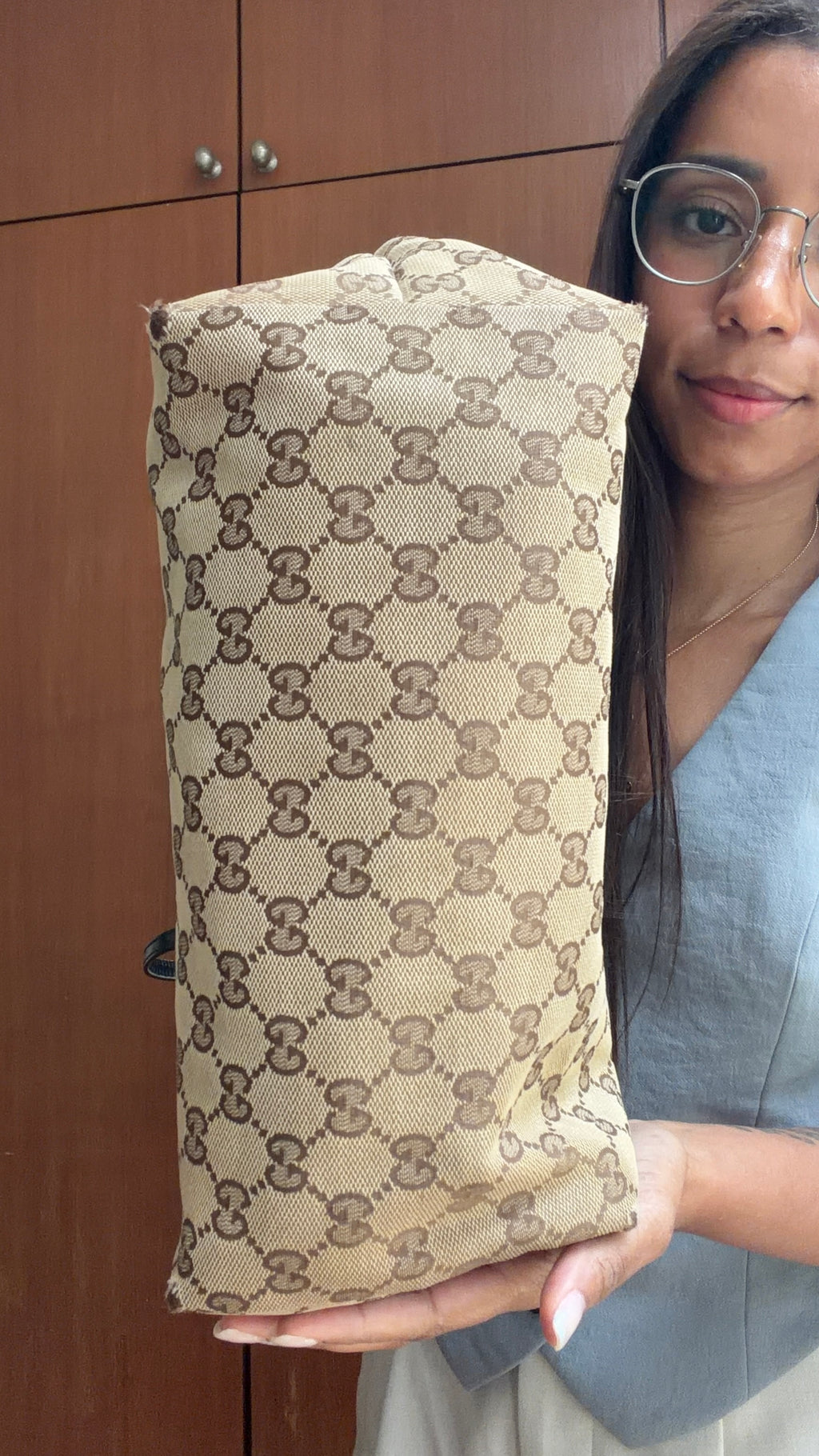 Vintage Gucci GG Canvas Tote Bag – Beige & Brown