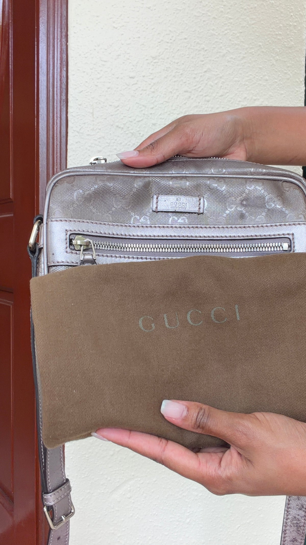 Vintage Gucci GG Monogram  Brown Shoulder Crossbody Bag