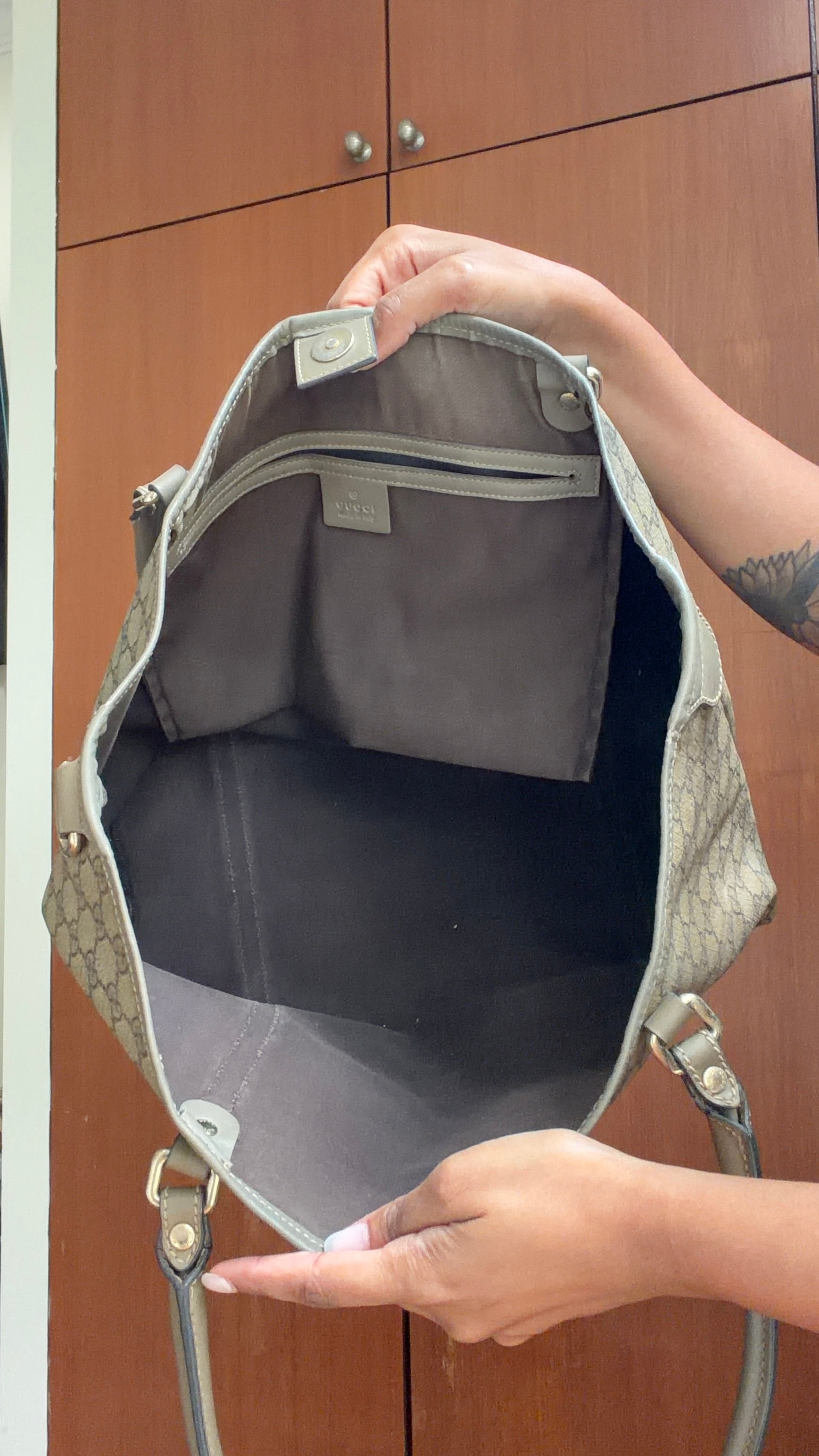 Authentic Gucci GG Monogram Tote Bag – Beige