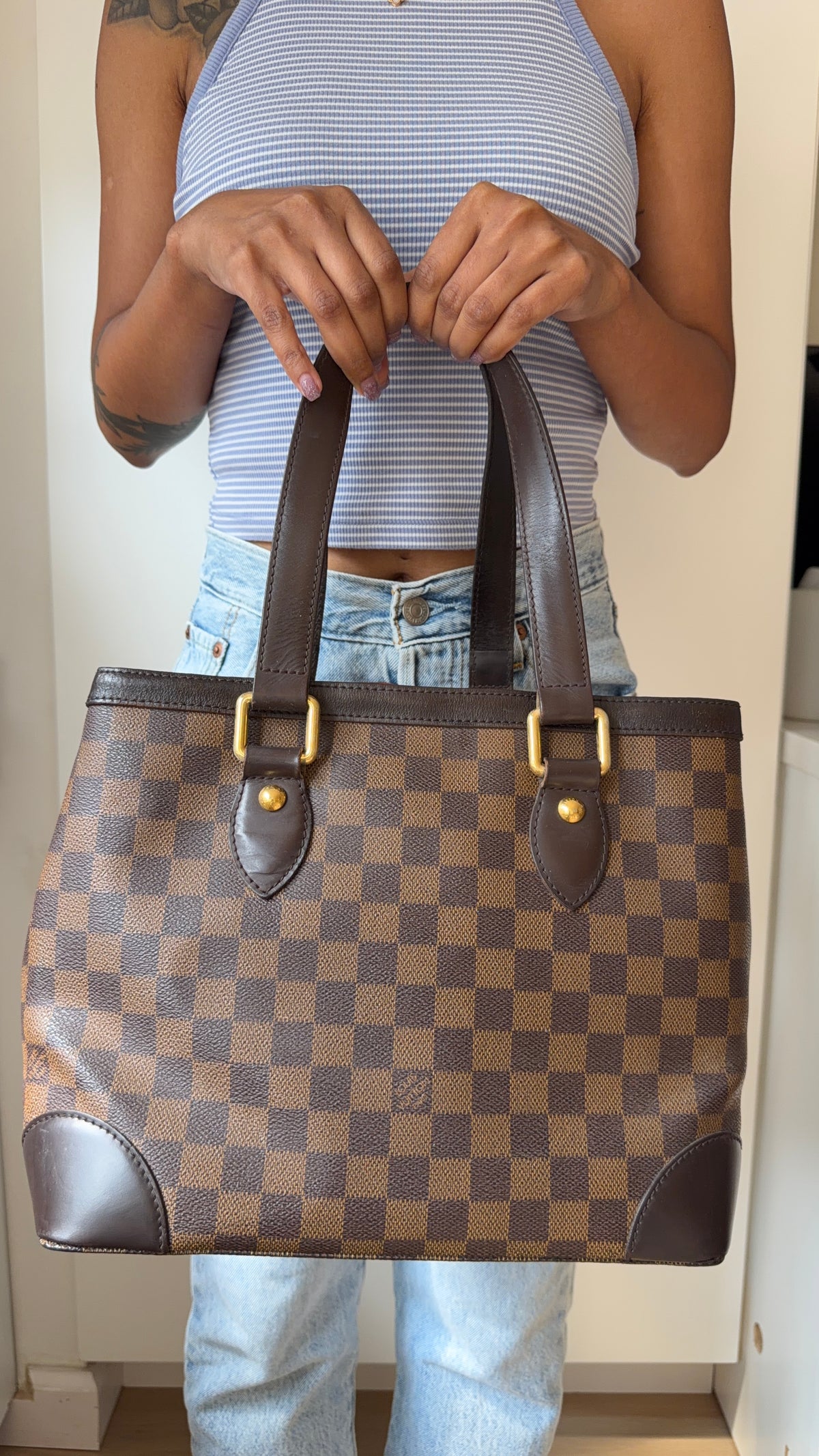 Louis Vuitton Hampstead PM N51205 Damier Ebene Tote Bag