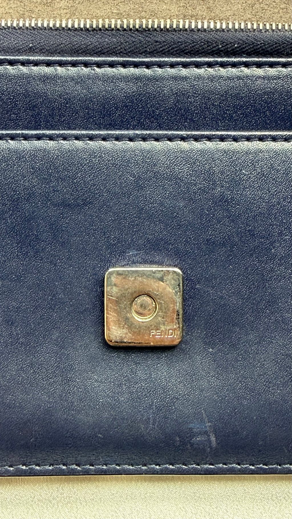 Fendi Blue Leather Wallet on Chain