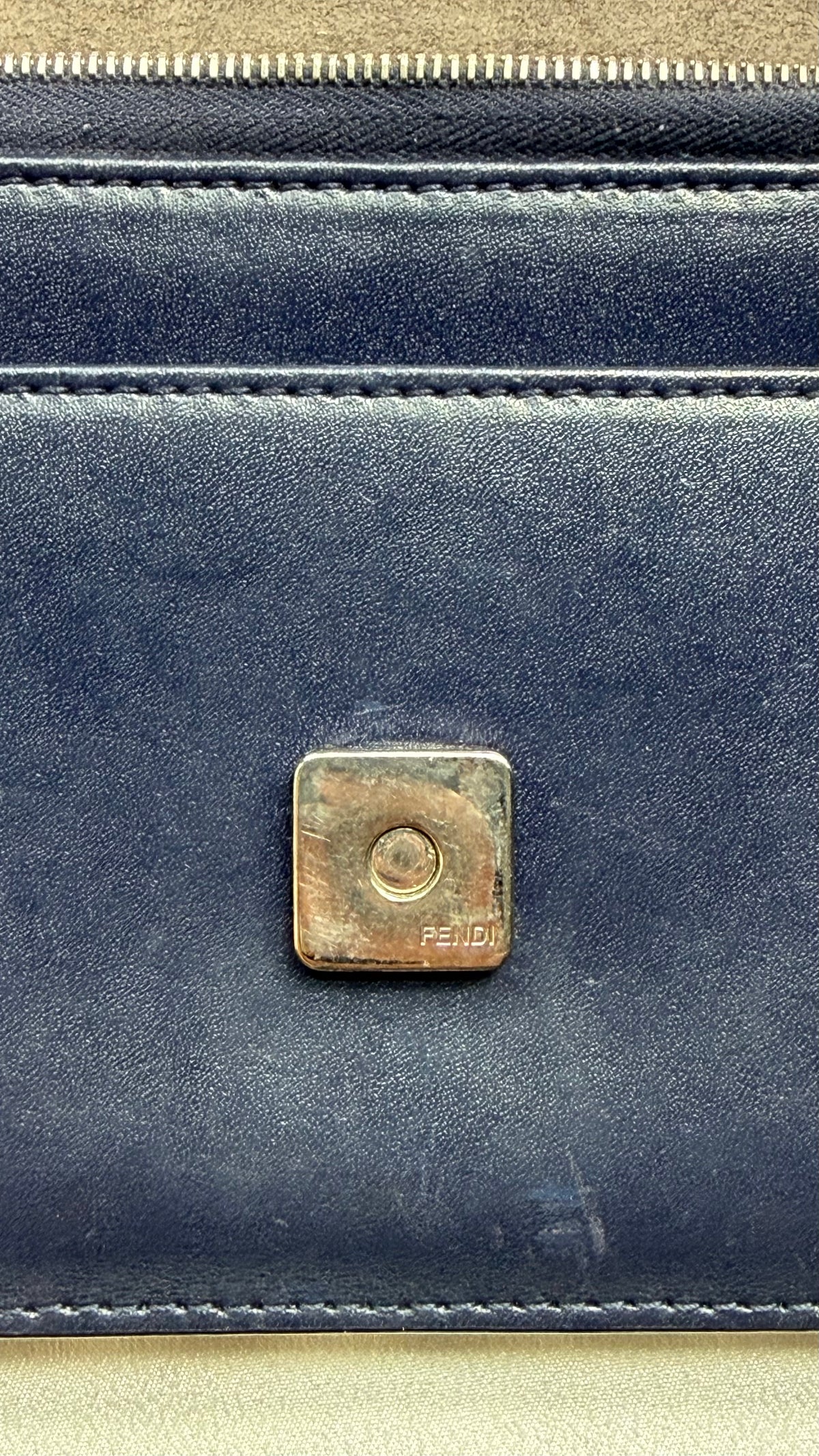 Fendi Blue Leather Wallet on Chain