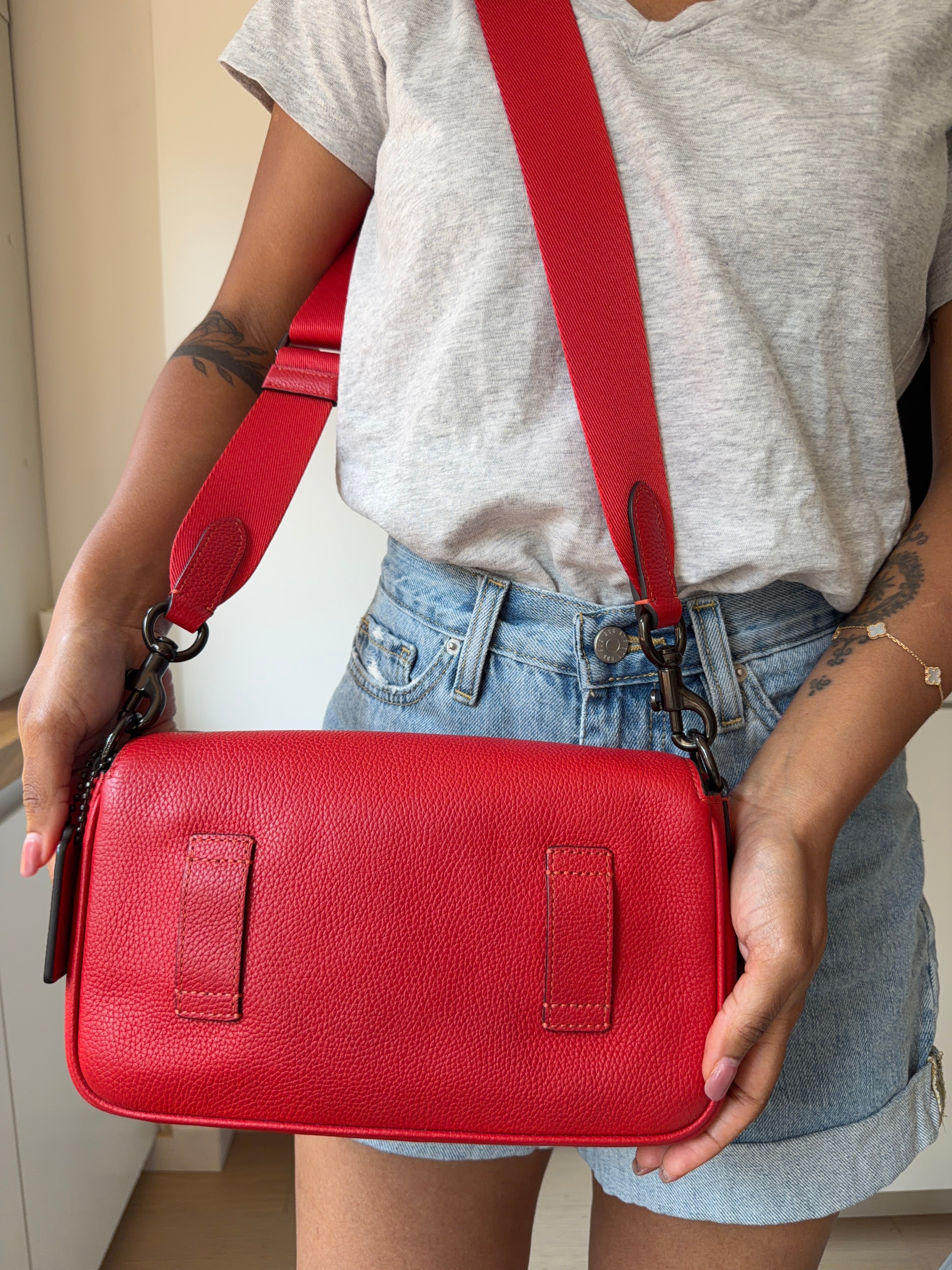 Authentic Coach Tabby Multi-Wear Leather Bag – Red ( Belt, 2 Straps & Dust Bag)