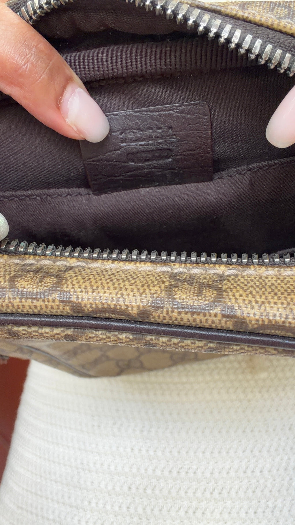 Vintage Gucci GG Monogram Brown Canvas Sling Crossbody Bag