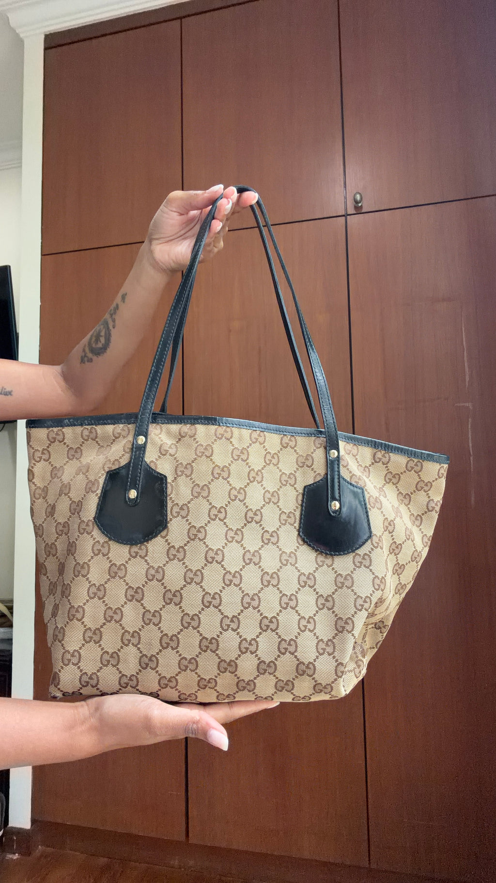 Vintage Gucci GG Canvas Tote Bag – Beige & Brown