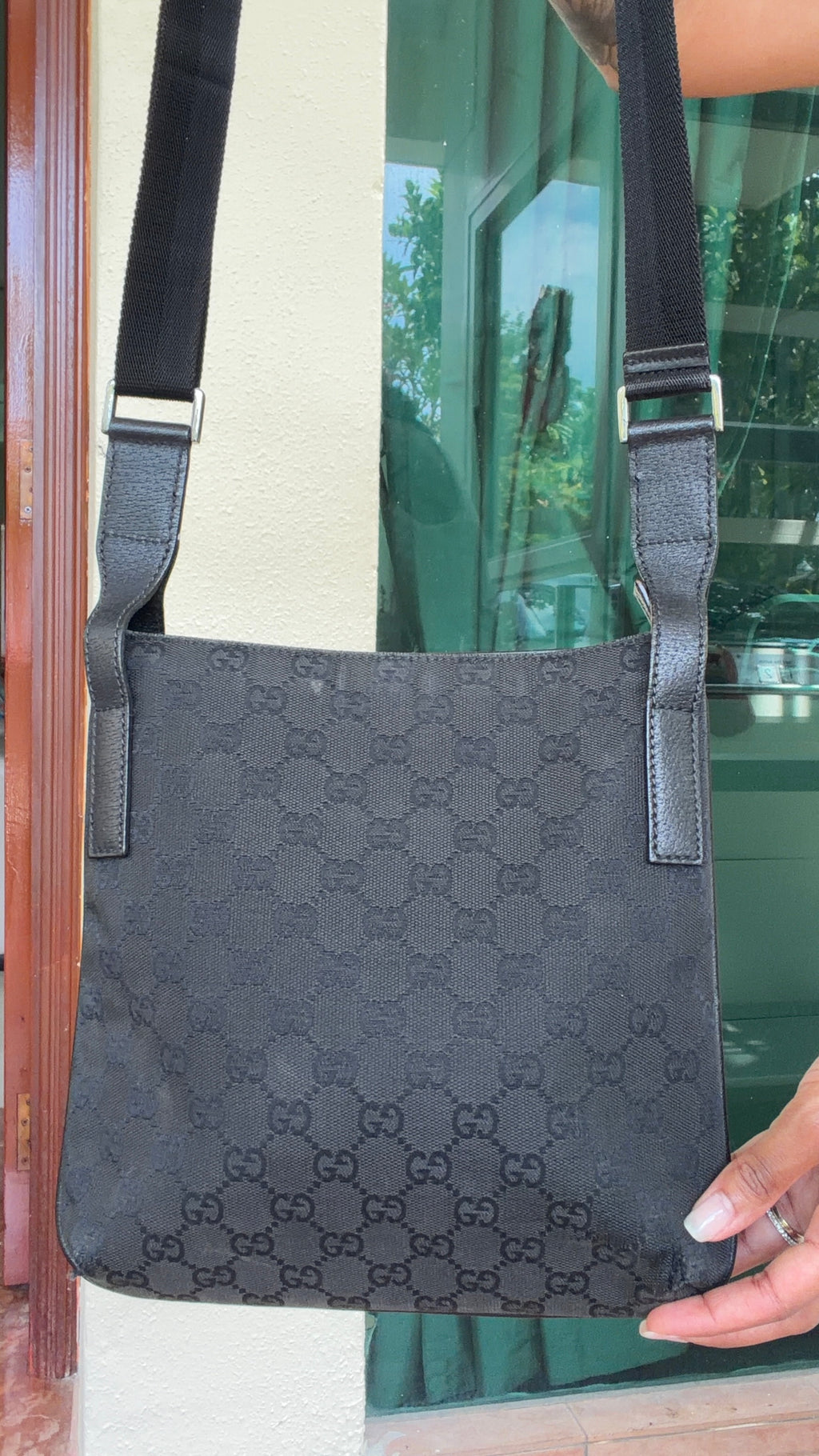 Vintage Gucci GG Monogram Canvas Black Shoulder Bag