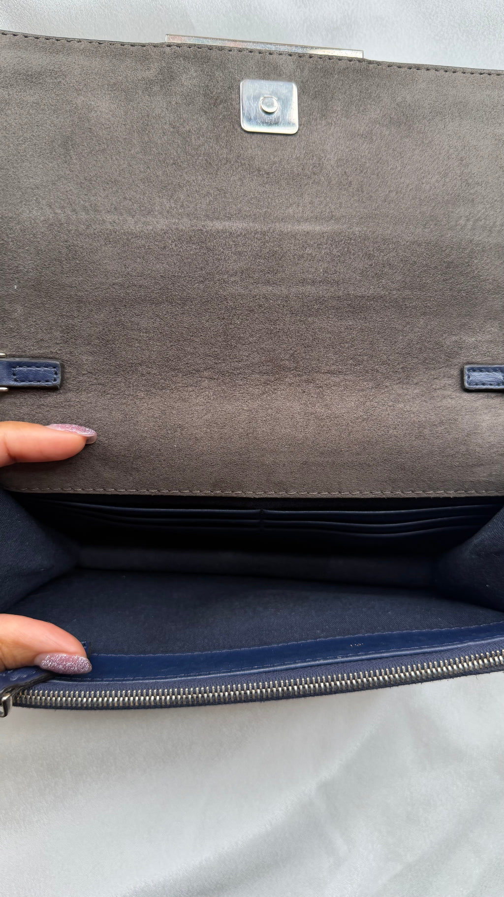 Fendi Blue Leather Wallet on Chain