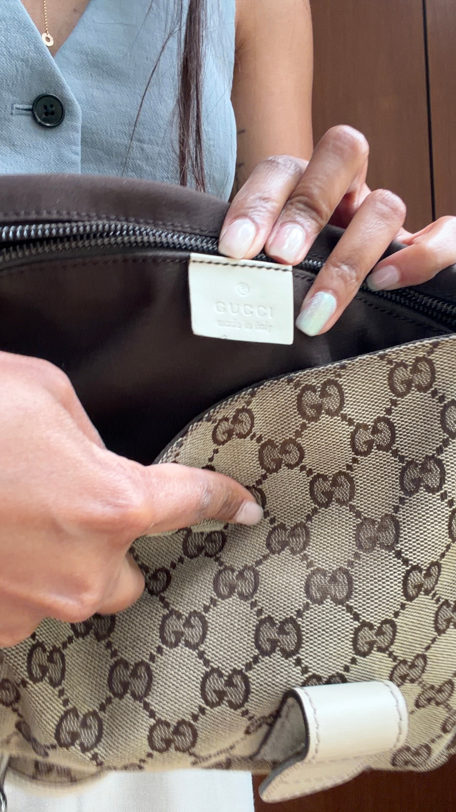 Authentic Vintage Gucci GG Monogram Shoulder Bag – Brown